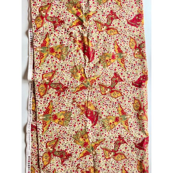 APRIL CORNELL x MODA Vintage Holiday Floral Angel Print Cotton Fabric, 3.8 Yards - Picture 3 of 7